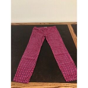 VINEYARD VINES Hot Pink/Navy Anchor Corduroy Slim Straight Ankle Pants - Size 4